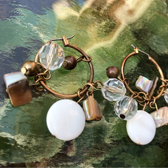 LB Hoop Multi Beaded Earrings - Picture 3 of 4